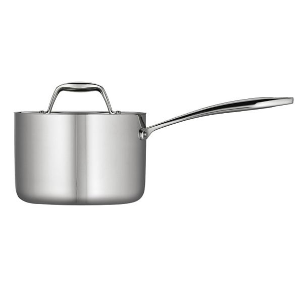 SLOTTET Tri-Ply Whole-Clad Stainless Steel Saucepan with Steamer,2.5 Qt  Small Multipurpose Pot with Pour Spout,Strainer Glass Lid, 2 Quart Sauce  Pan