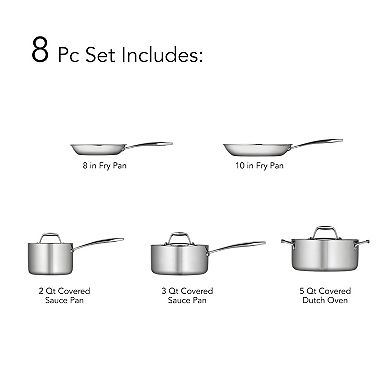 Tramontina Gourmet Tri-Ply 8-pc. Stainless Steel Cookware Set