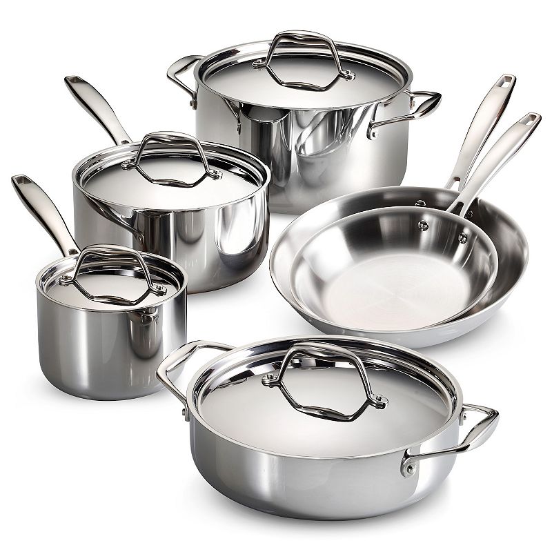 Tramontina - Gourmet Tri-Ply Clad 10-Piece Cookware Set - Stainless Steel