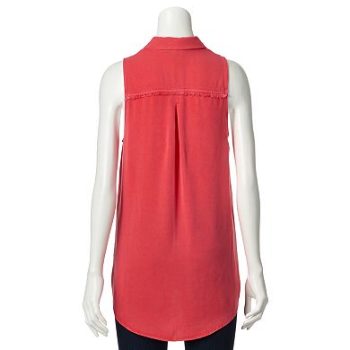 Rock & Republic® Fringe Lace-Up Twill Tank - Women's