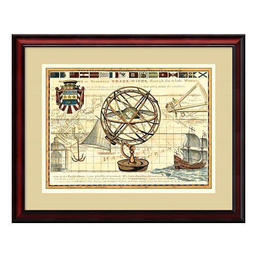 ''Nautical Map I'' Framed Wall Art