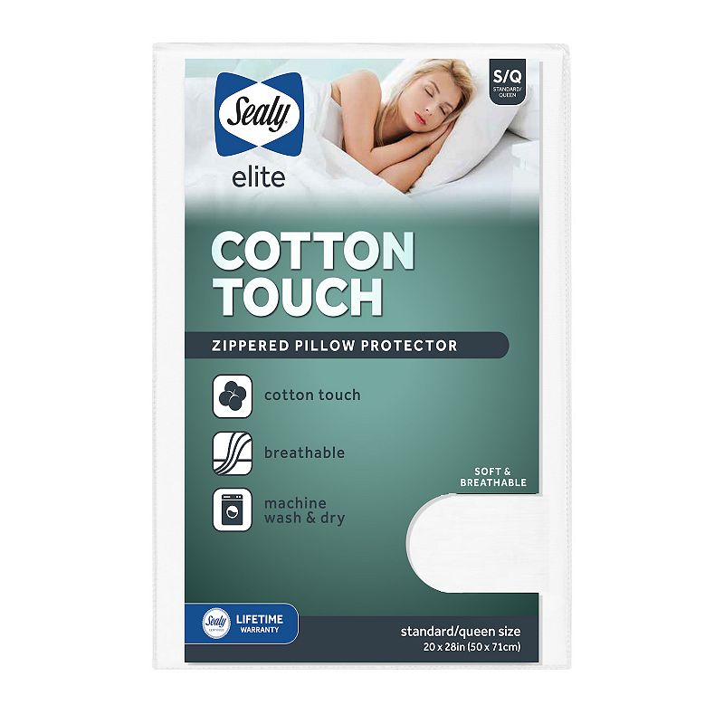 Sealy Cotton Touch Pillow Protector, White, QN COVER