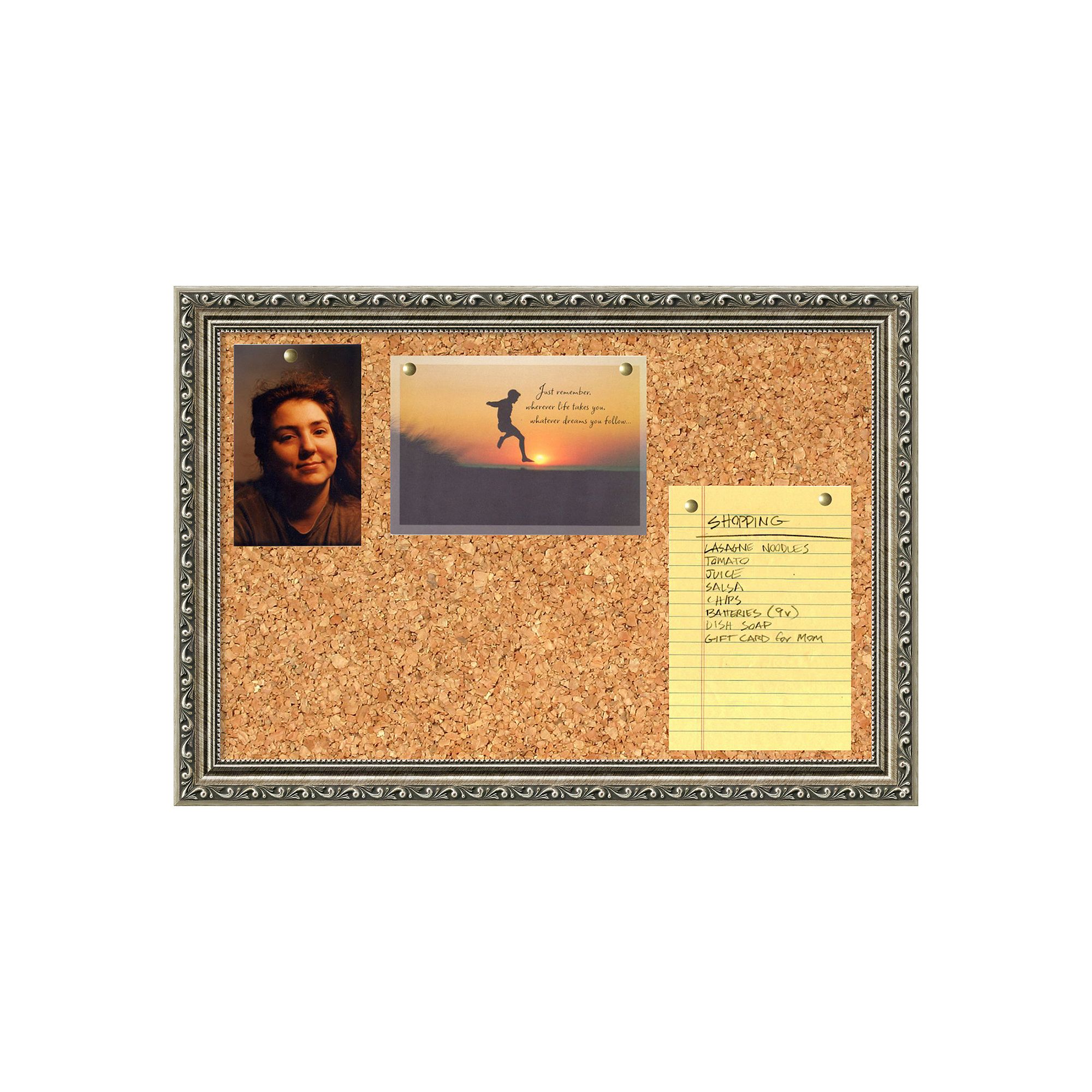 Parisian Metallic Cork Board Wall Decor, Silver