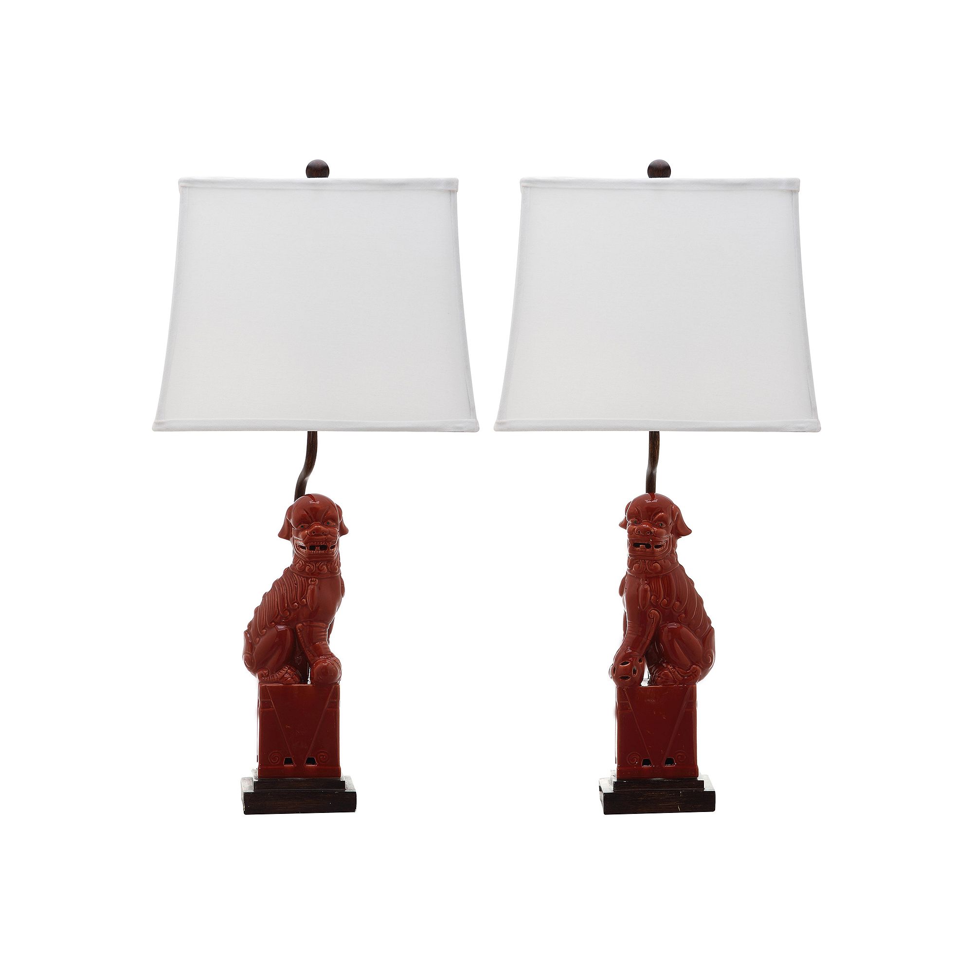 Safavieh 2-piece Foo Dog Table Lamp Set, Red