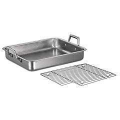 Rancher Large 18/10 Stainless Steel 17 x 11 Oval Roaster Pot with Rack