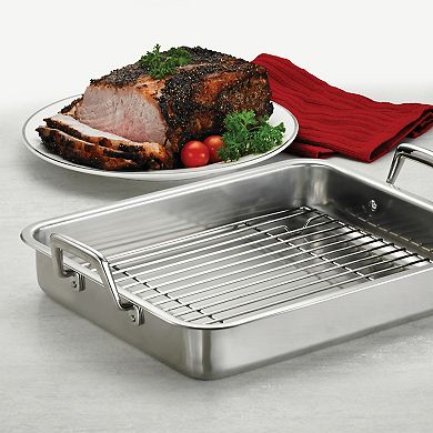 Tramontina Gourmet Prima 18/10 Stainless Steel 15-in. Roaster with Basting Grill