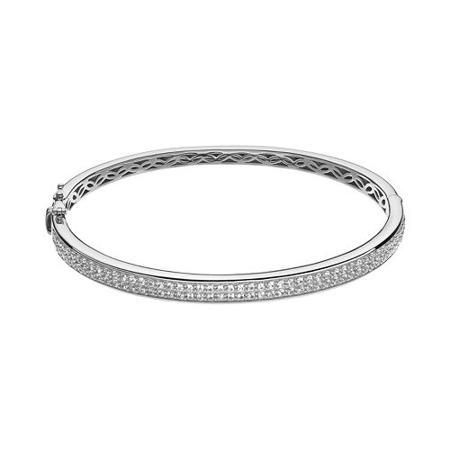LabCreated White Sapphire Sterling Silver Bangle Bracelet