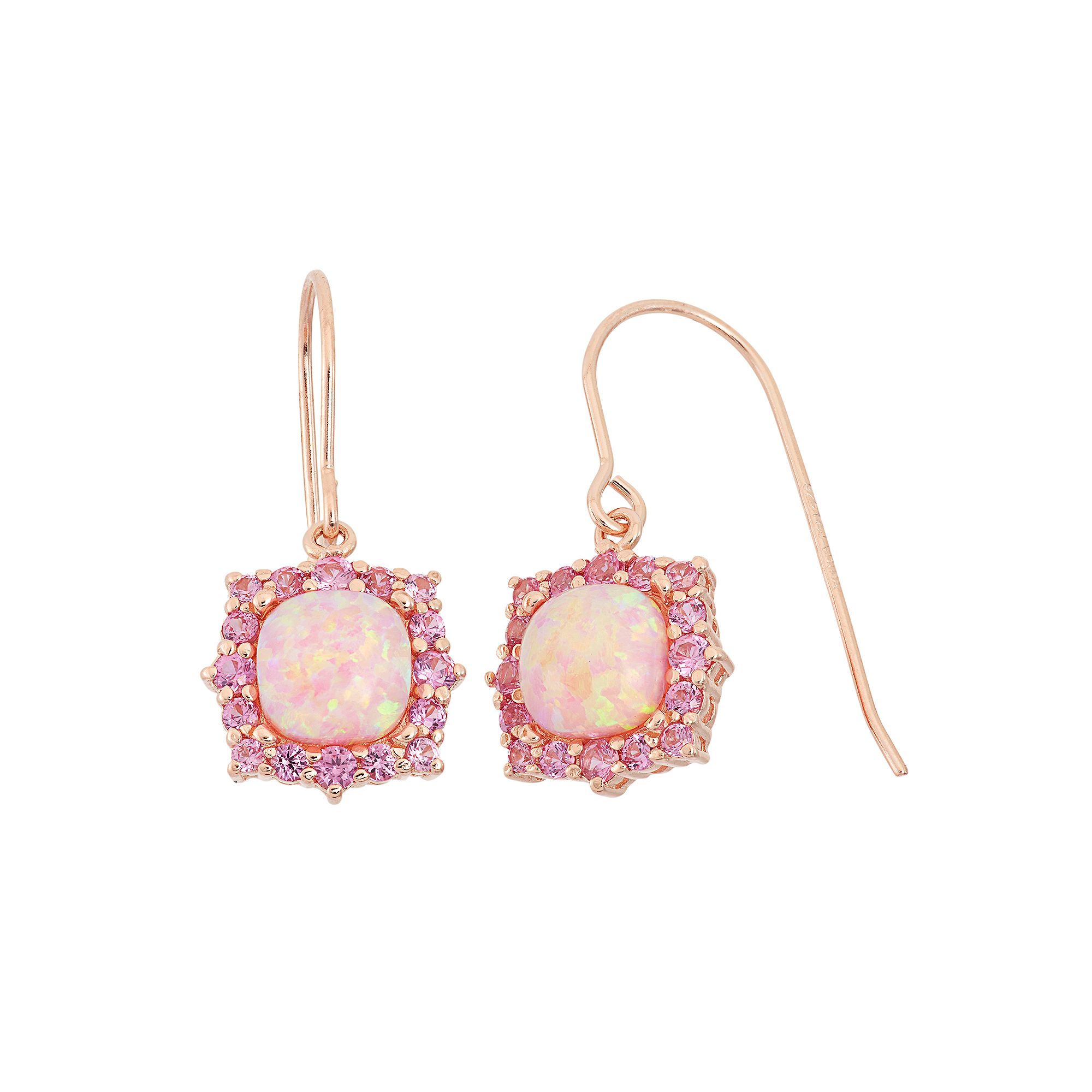 Lab-Created Pink Opal & Lab-Created Pink Sapphire 18k Rose Gold Over Silver
