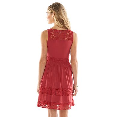LC Lauren Conrad Lace-Trim Challis Dress - Women's