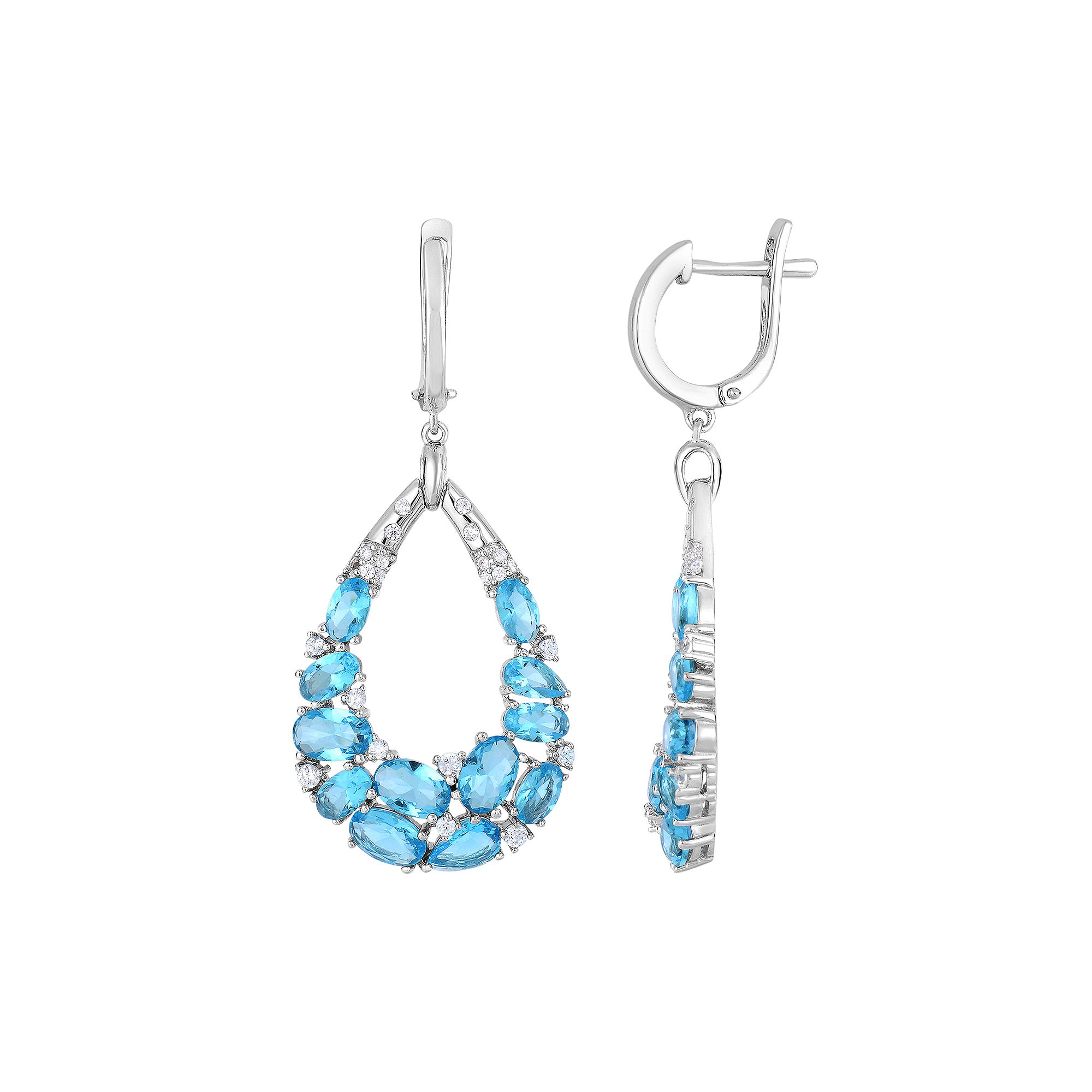 Sterling Silver Cubic Zirconia Teardrop Earrings, Womens, Silvertone