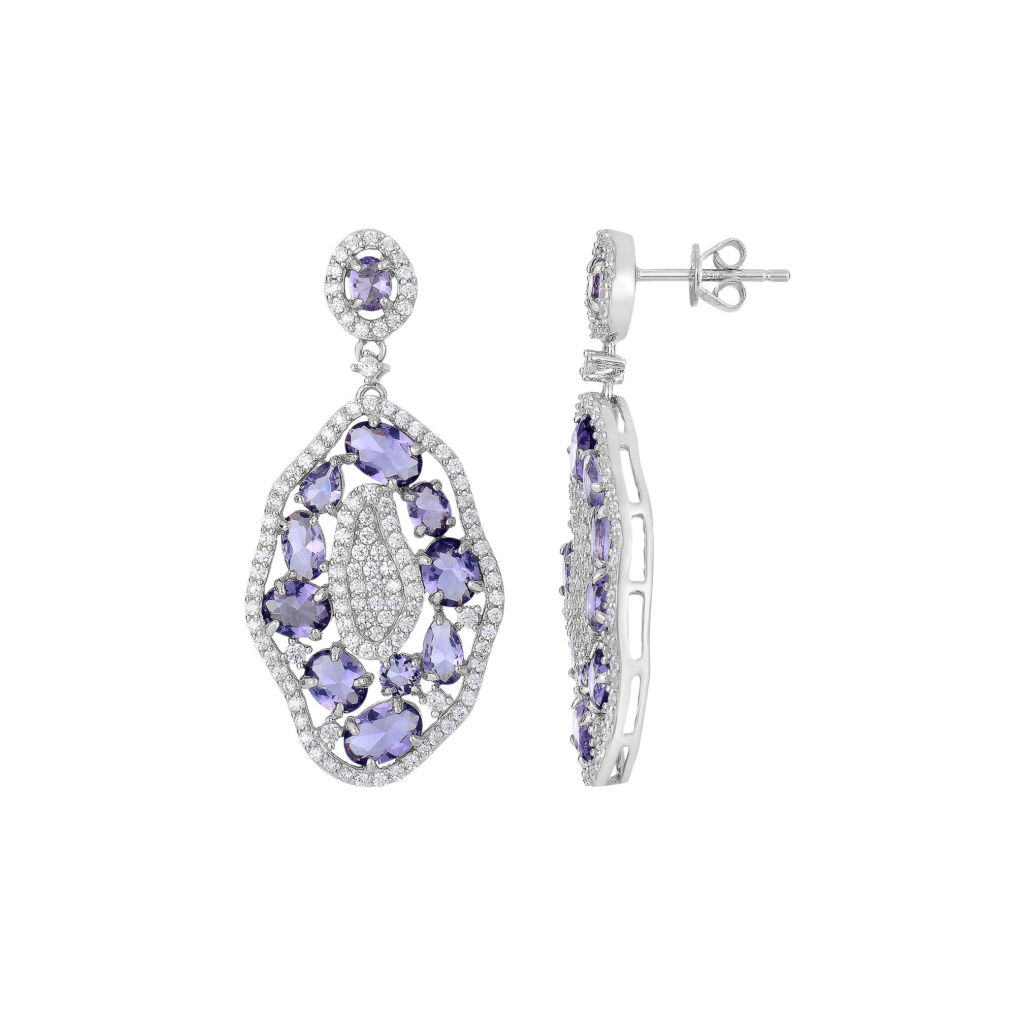 Sterling Silver Cubic Zirconia Cluster Drop Earrings, Womens, Silvertone