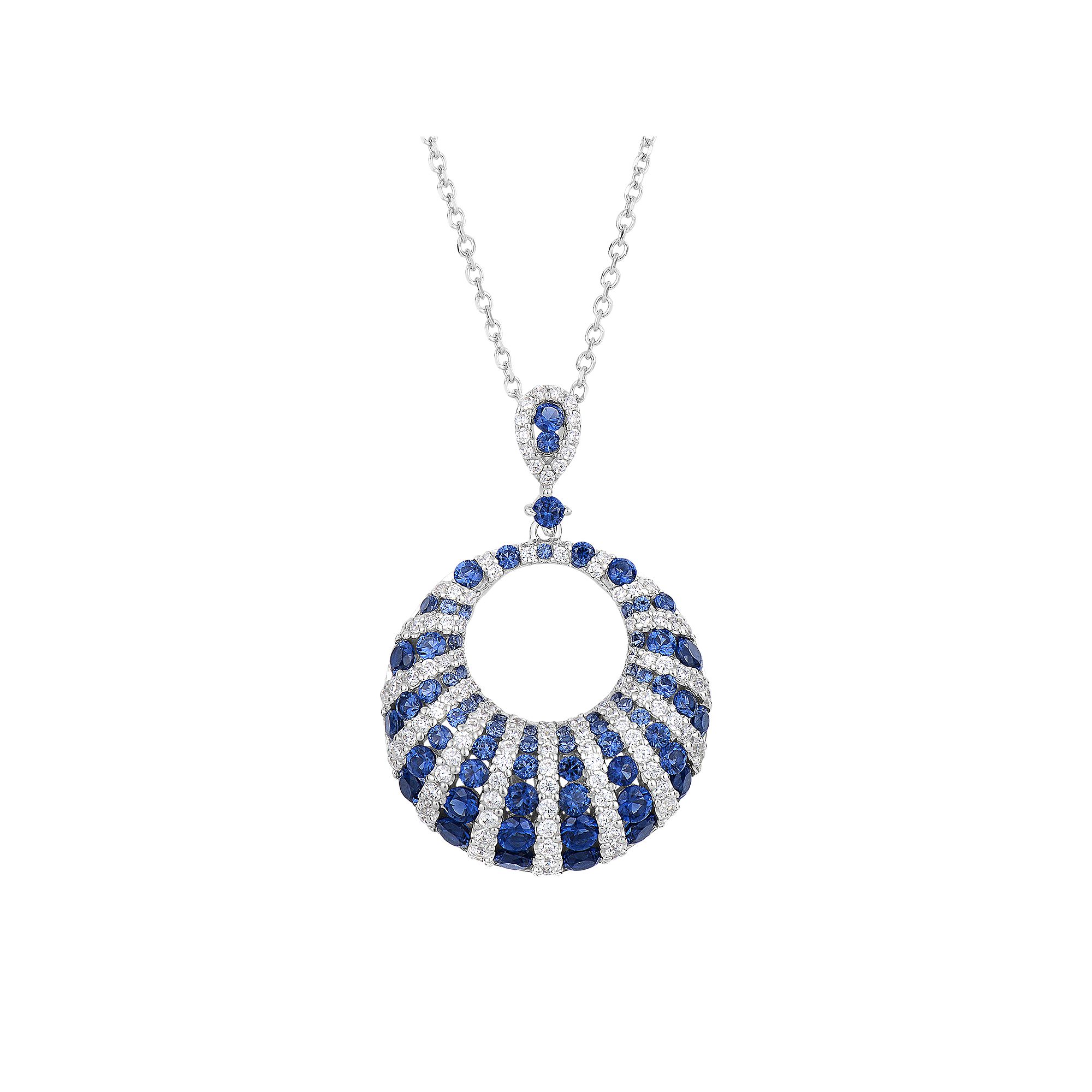 Sterling Silver Cubic Zirconia Circle Pendant Necklace, Womens, Size: 18