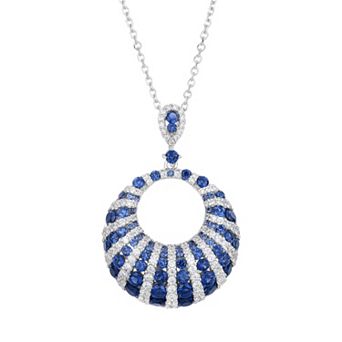 Oro Leoni Sterling Silver Cubic Zirconia Circle Pendant Necklace