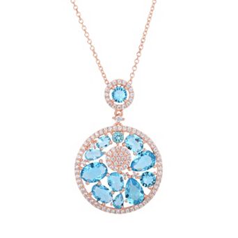 Oro Leoni Sterling Silver Cubic Zirconia Circle Pendant Necklace