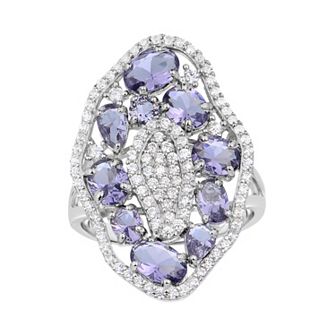Sterling Silver Cubic Zirconia Cluster Ring