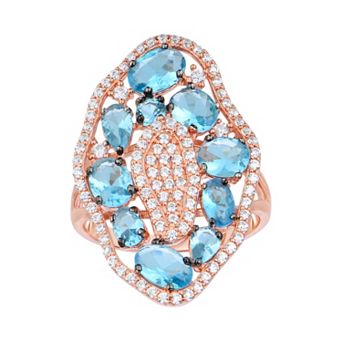 Oro Leoni Sterling Silver Cubic Zirconia Cluster Ring