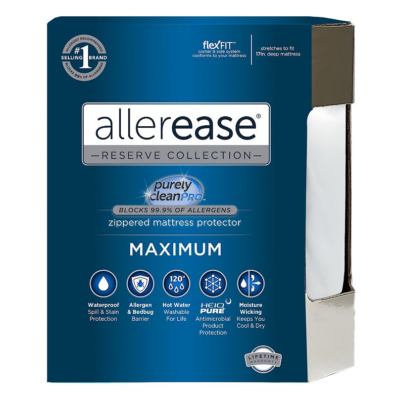 Allerease Maximum Bedbug & Allergy Protection Mattress Protector, White, Tw