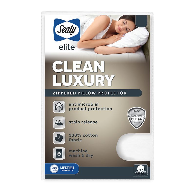 Sealy Luxury Stain-Release Pillow Protector, White, QN COVER