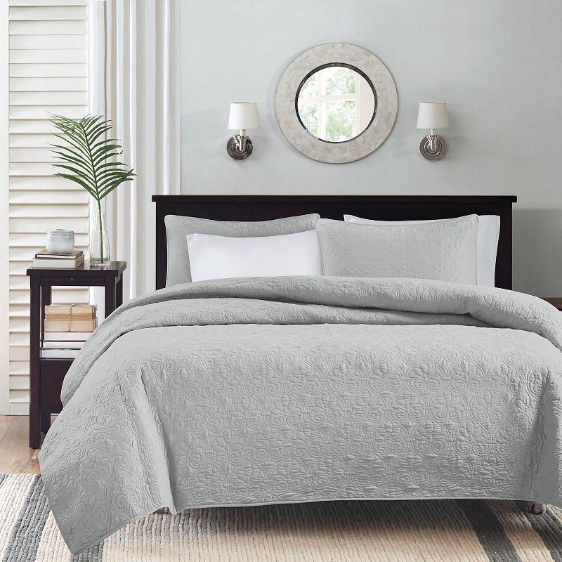 Madison Park Mansfield Quilt Set, Grey, Twin