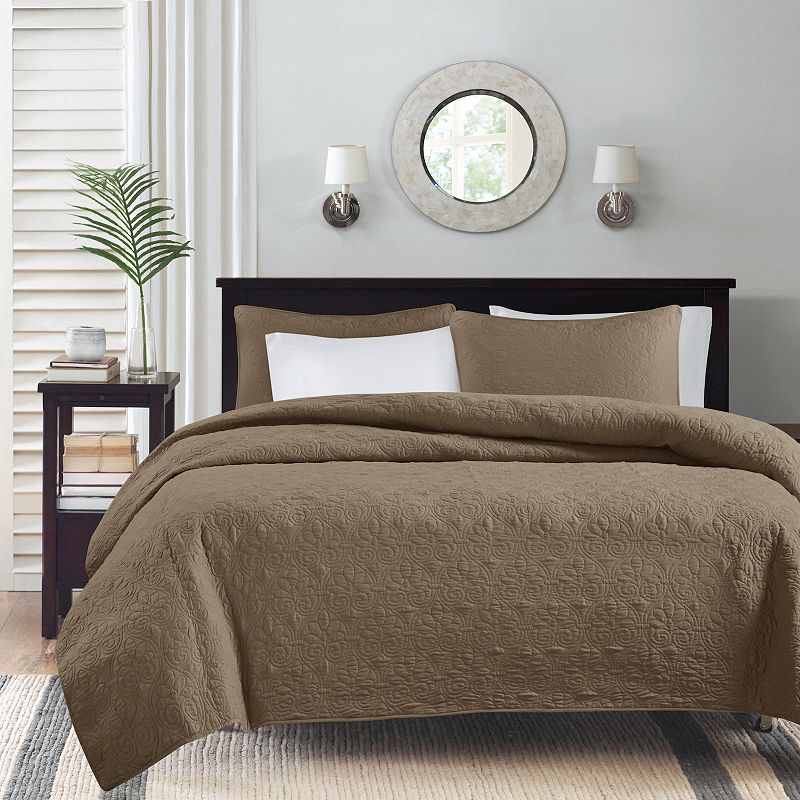 Madison Park Mansfield Quilt Set, Brown, Full/Queen