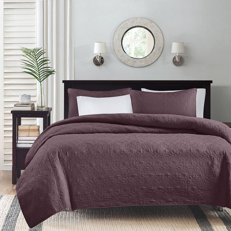 Madison Park Mansfield Quilt Set, Purple, Full/Queen