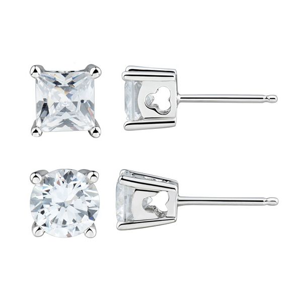 DiamonLuxe Sterling Silver 3 3/4 Carat T.W. Simulated Diamond Stud ...