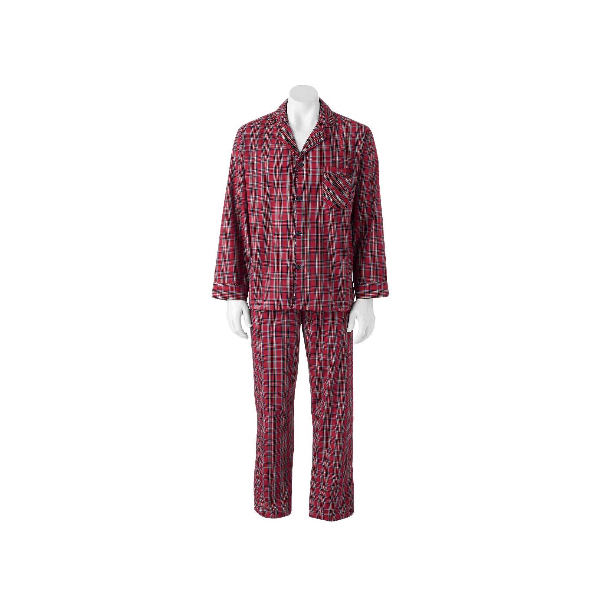 Mens Hanes® Classics Pajama Set, Size: Medium, Red Plaid