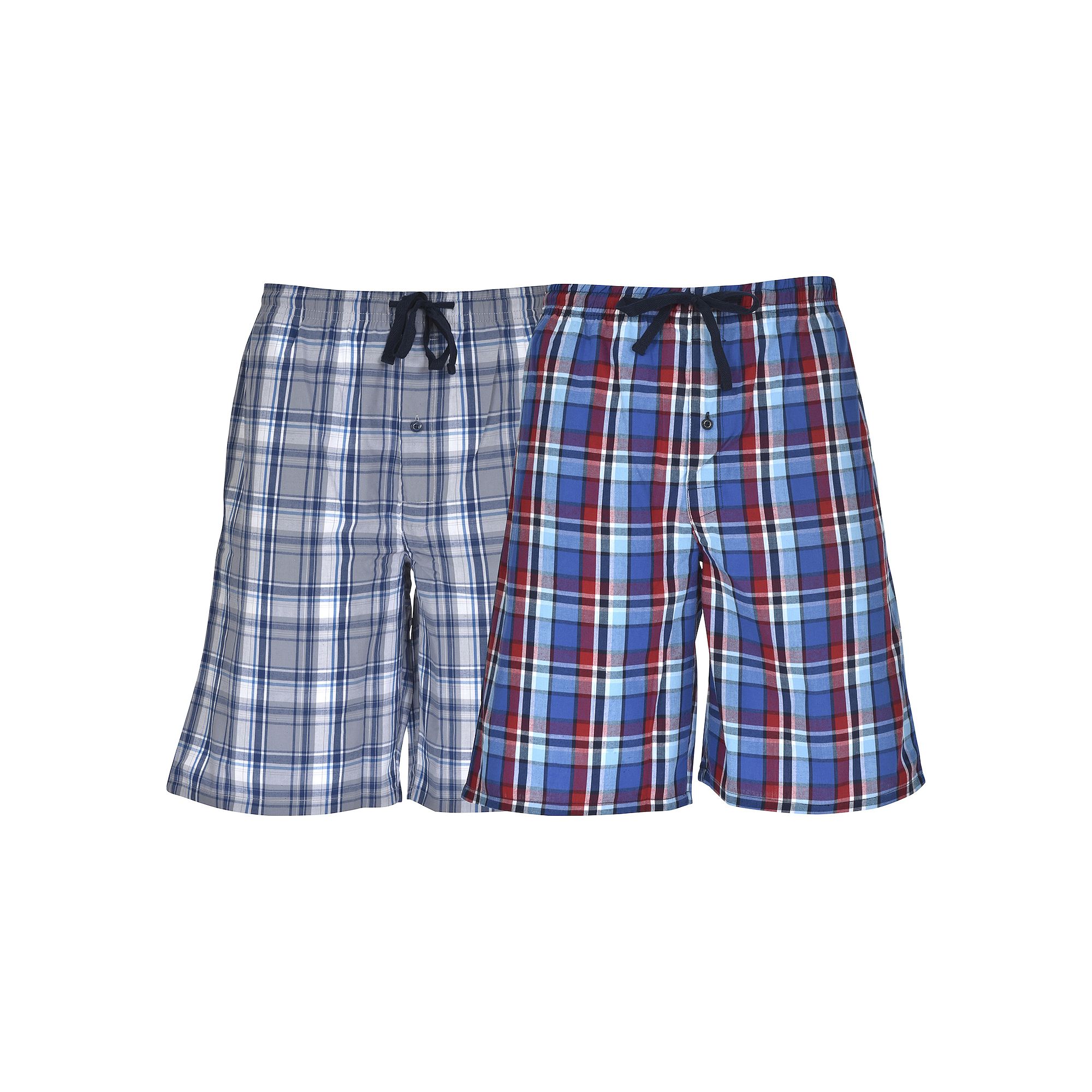 Mens Hanes® Classics 2-pack Plaid Woven Pajama Shorts, Size: Medium, Gray