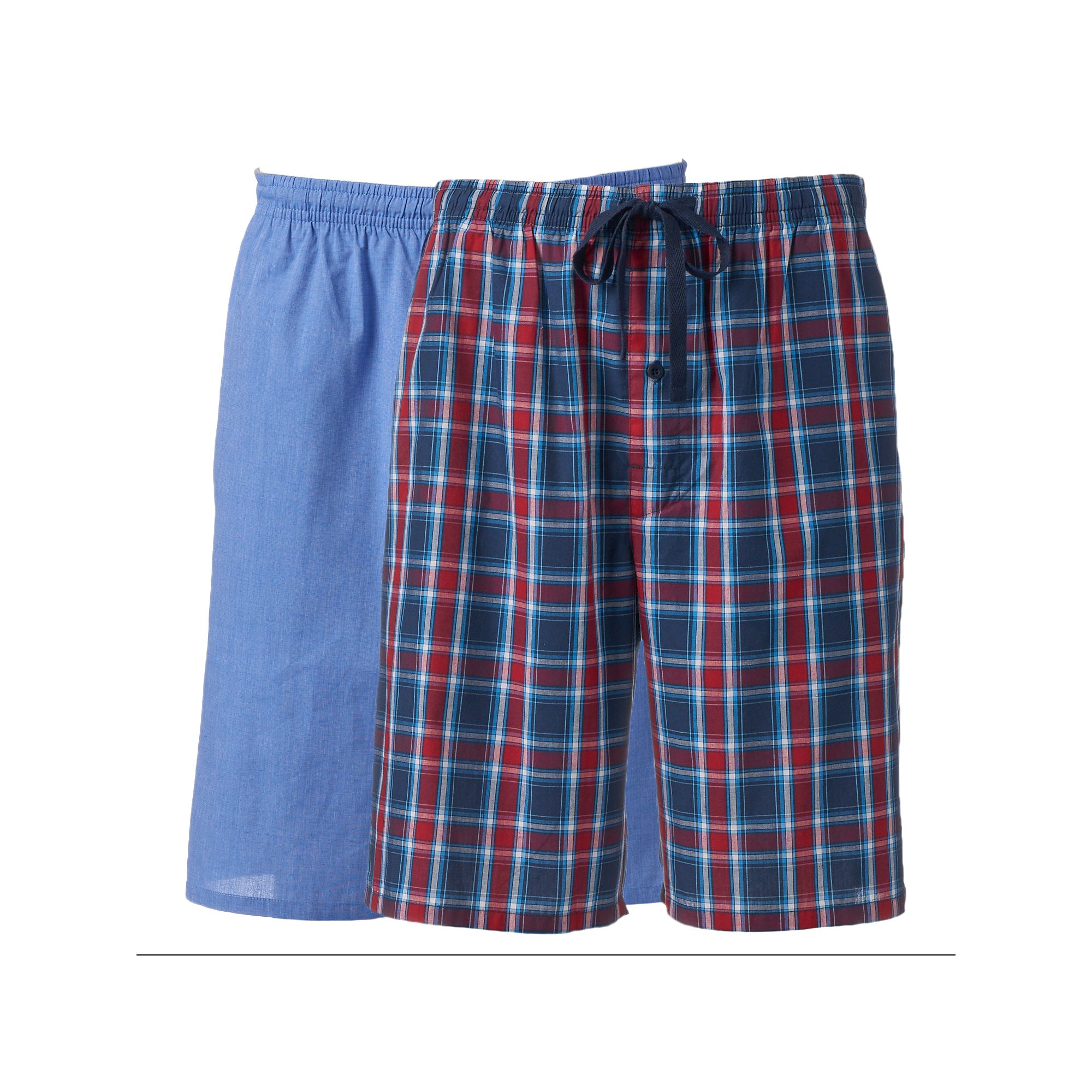 Mens Hanes® Classics 2-pack Plaid Woven Pajama Shorts, Size: Medium, Ligh