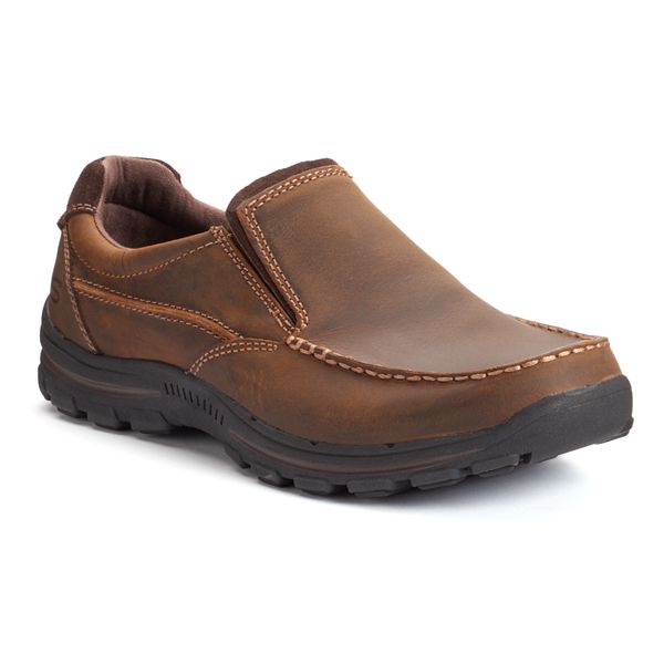 Skechers mens leather slip on shoes sale