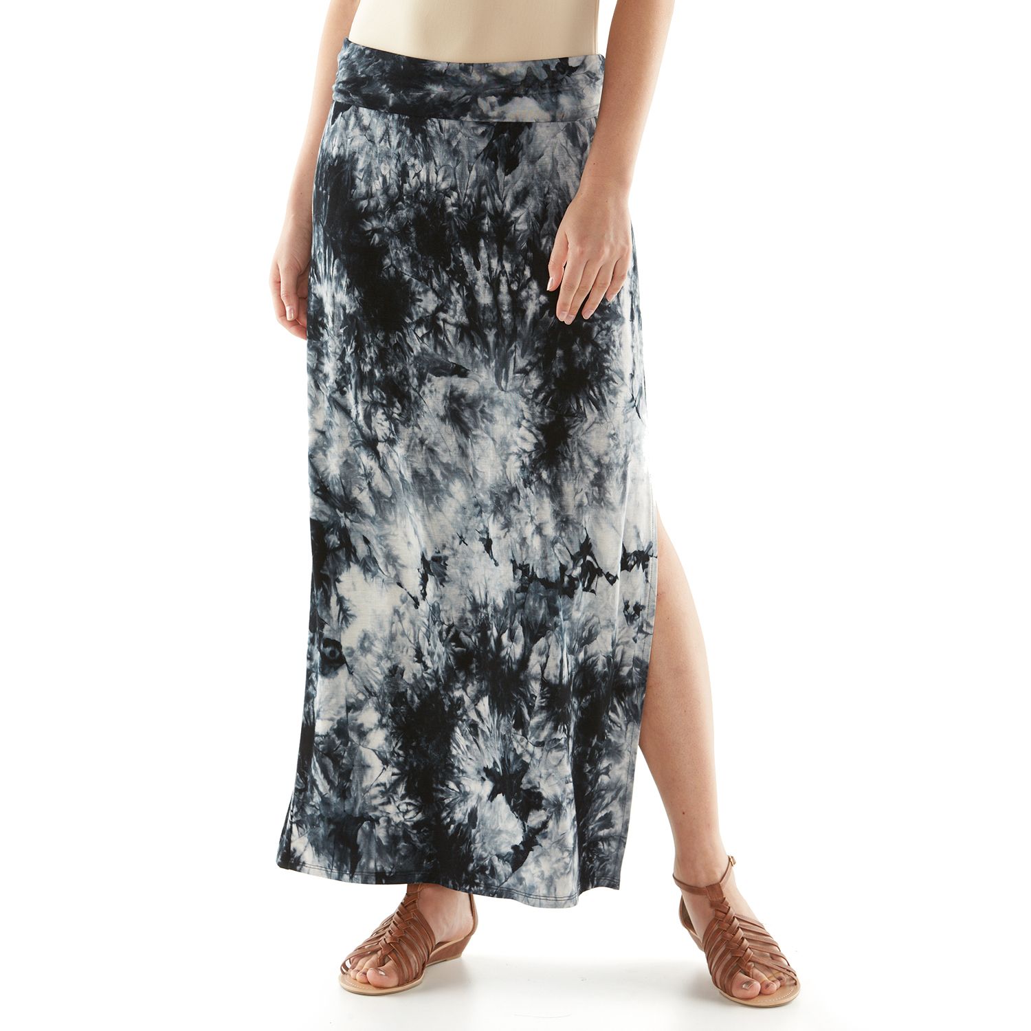 tie dye maxi skirt