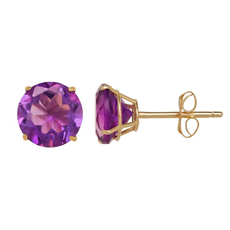 Everlasting Gold Amethyst 10k Gold Stud Earrings, Womens, Purple