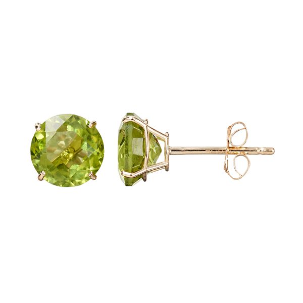 Everlasting Gold Gemstone Peridot 10k Gold Stud Earrings