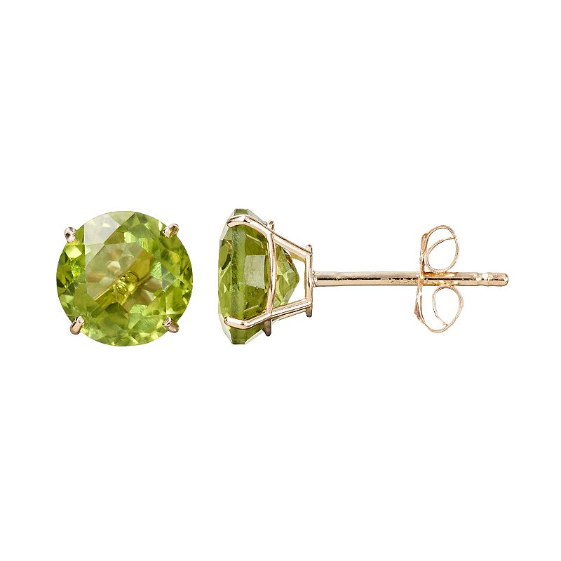 Everlasting Gold Gemstone Peridot 10k Gold Stud Earrings, Womens, Green