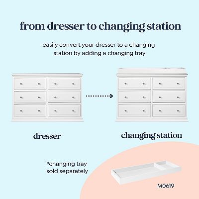 DaVinci Signature 6-Drawer Double Dresser, White