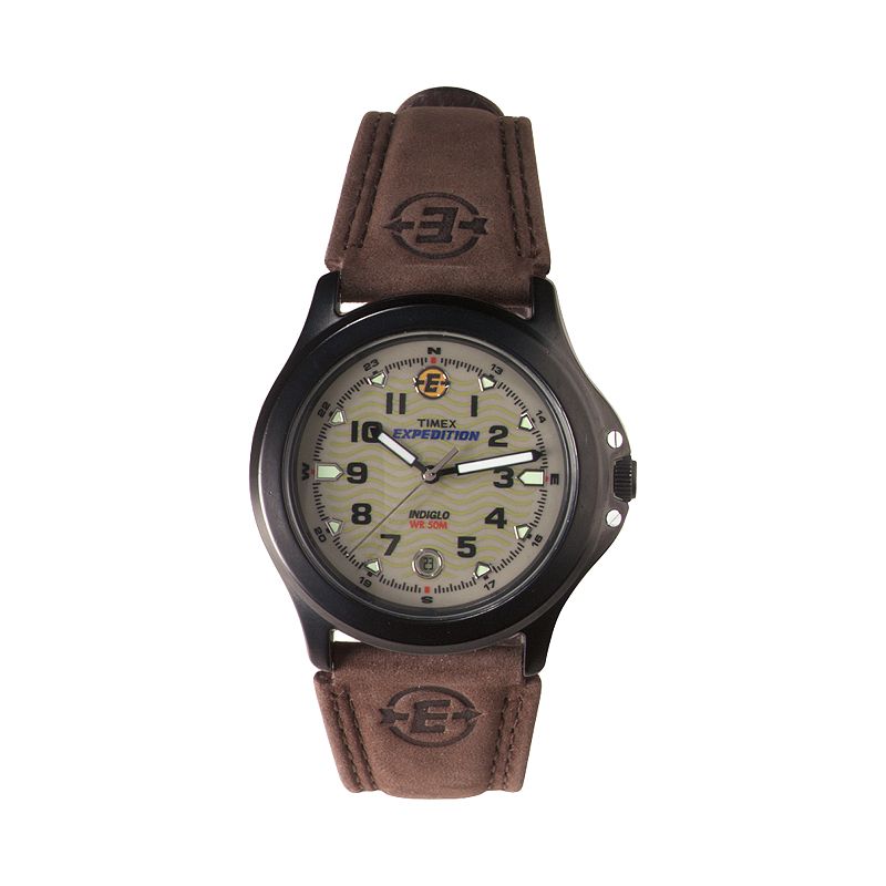 Timex Men's Expedition Leather Watch T470129J, Size Large, Brown