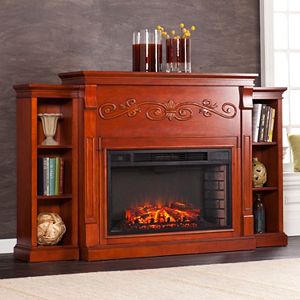 Douglas Electric Fireplace & 6-Shelf Bookcase