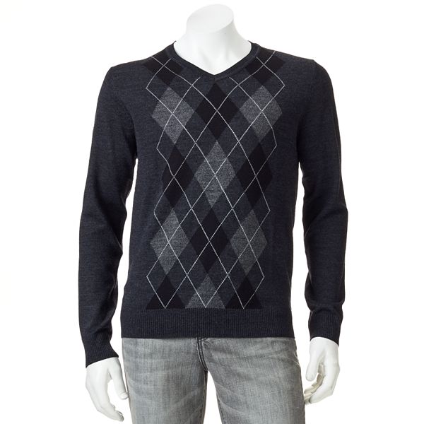 Big & Tall Apt. 9® Modern-Fit Argyle Merino V-Neck Sweater