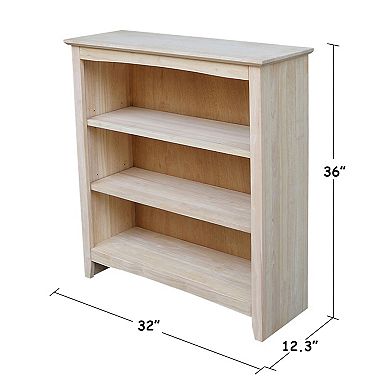 International Concepts Shaker 3-Shelf Bookcase