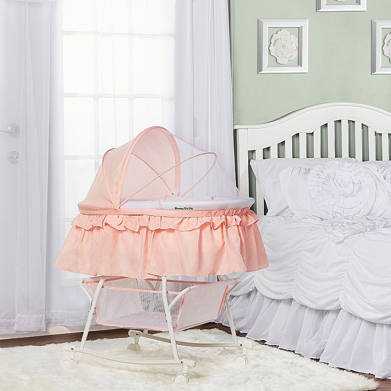 Dream On Me Lacy Portable 2-in-1 Bassinet And Cradle - Rose Quartz