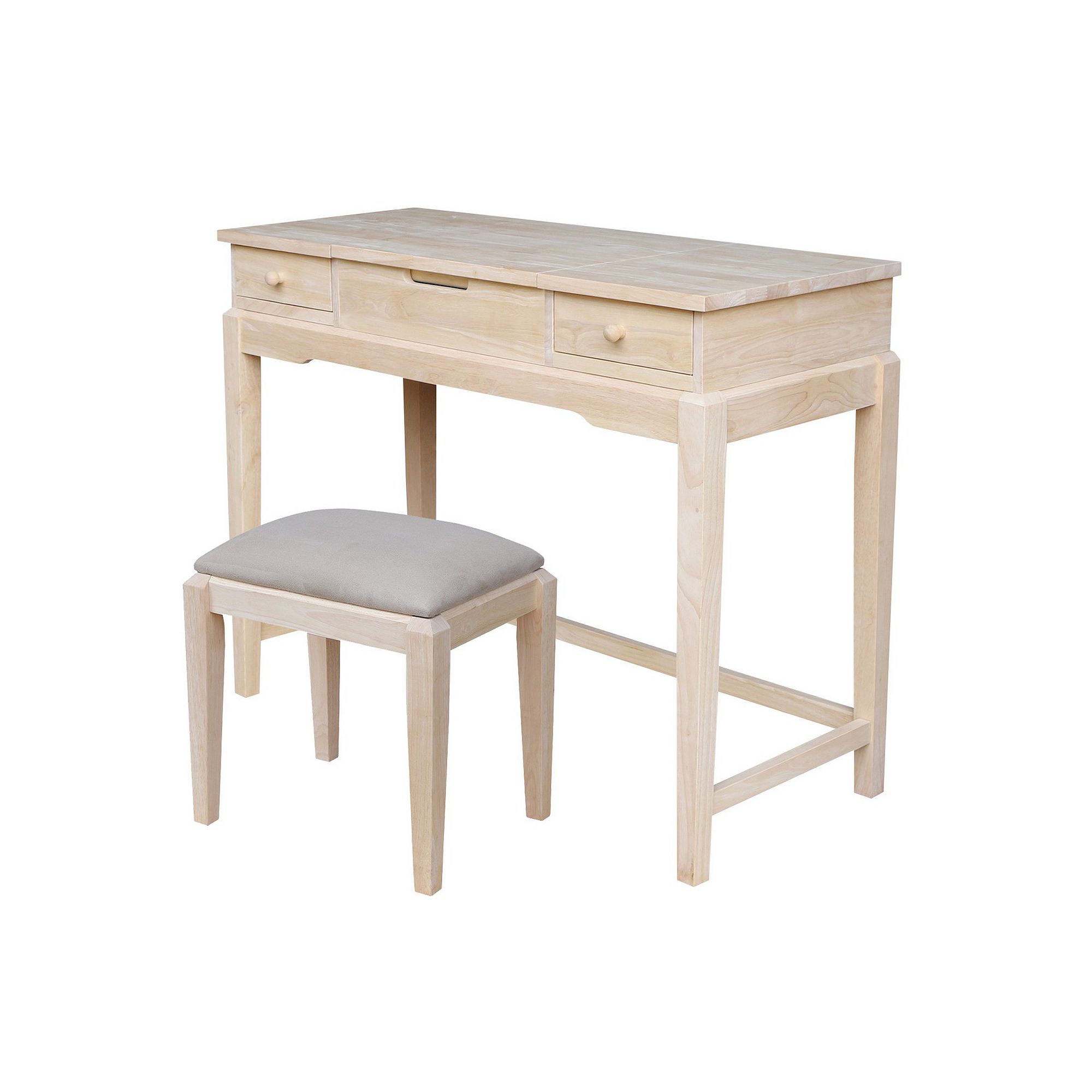 International Concepts 2-piece Vanity Table & Bench Set, Brown