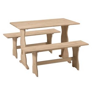 International Concepts 3-piece Trestle Table & Bench Set
