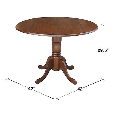 International Concepts Round Dual Drop Leaf Pedestal Table