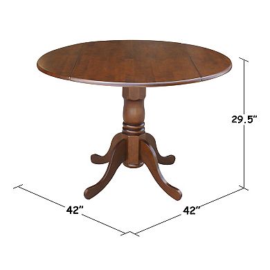 International Concepts Round Dual Drop Leaf Pedestal Table