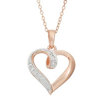 Classic Treasures 18k Rose Gold Over Silver Heart Pendant Necklace