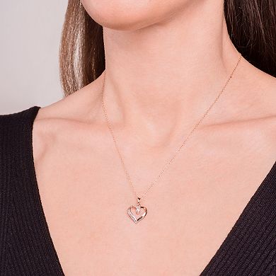 18k Rose Gold Over Silver Heart Pendant Necklace