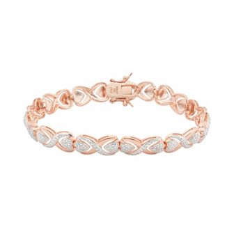 Classic Treasures 18k Gold Over Silver Diamond Accent Heart Bracelet