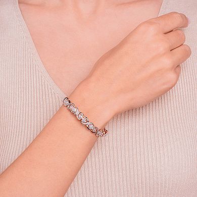 Classic Treasures 18k Gold Over Silver Diamond Accent Heart Bracelet