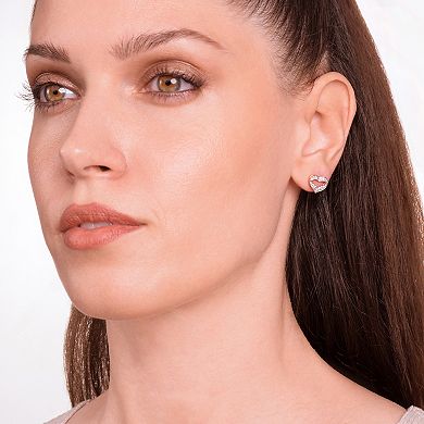Classic Treasures 18k Rose Gold Over Silver Diamond Accent Heart Stud Earrings