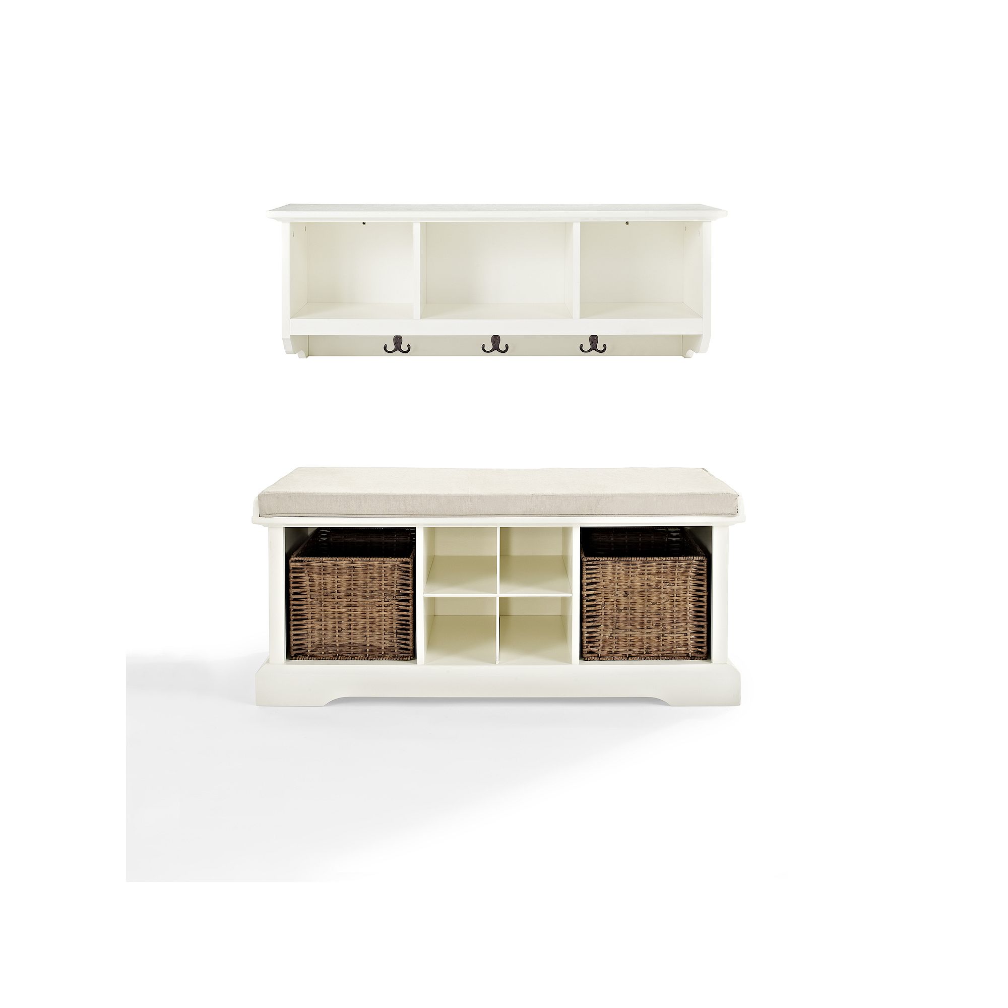 Crosley 2-piece Brennan Entryway Bench & Shelf Set, White